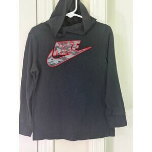 Nike Black & Camo Logo Hooded Long Sleeve T-Shirt BOYS SMALL